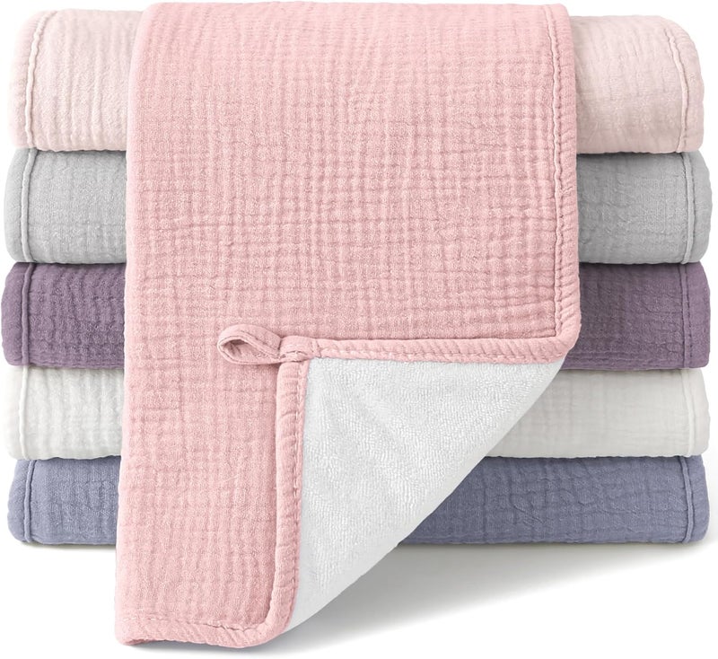 Bearmoss Muslin Burp Cloths, 100% Cotton Baby Burping Clothes, Large Extra Soft Absorbent for Unisex Newborn Boy and Girl, 20x10in, 6 Pack - Image 1